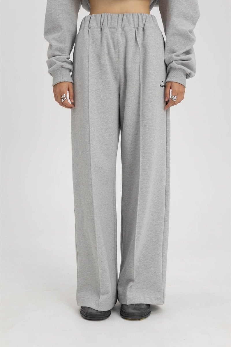 CREASE WIDE-LEG SWEATPANTS GREY1