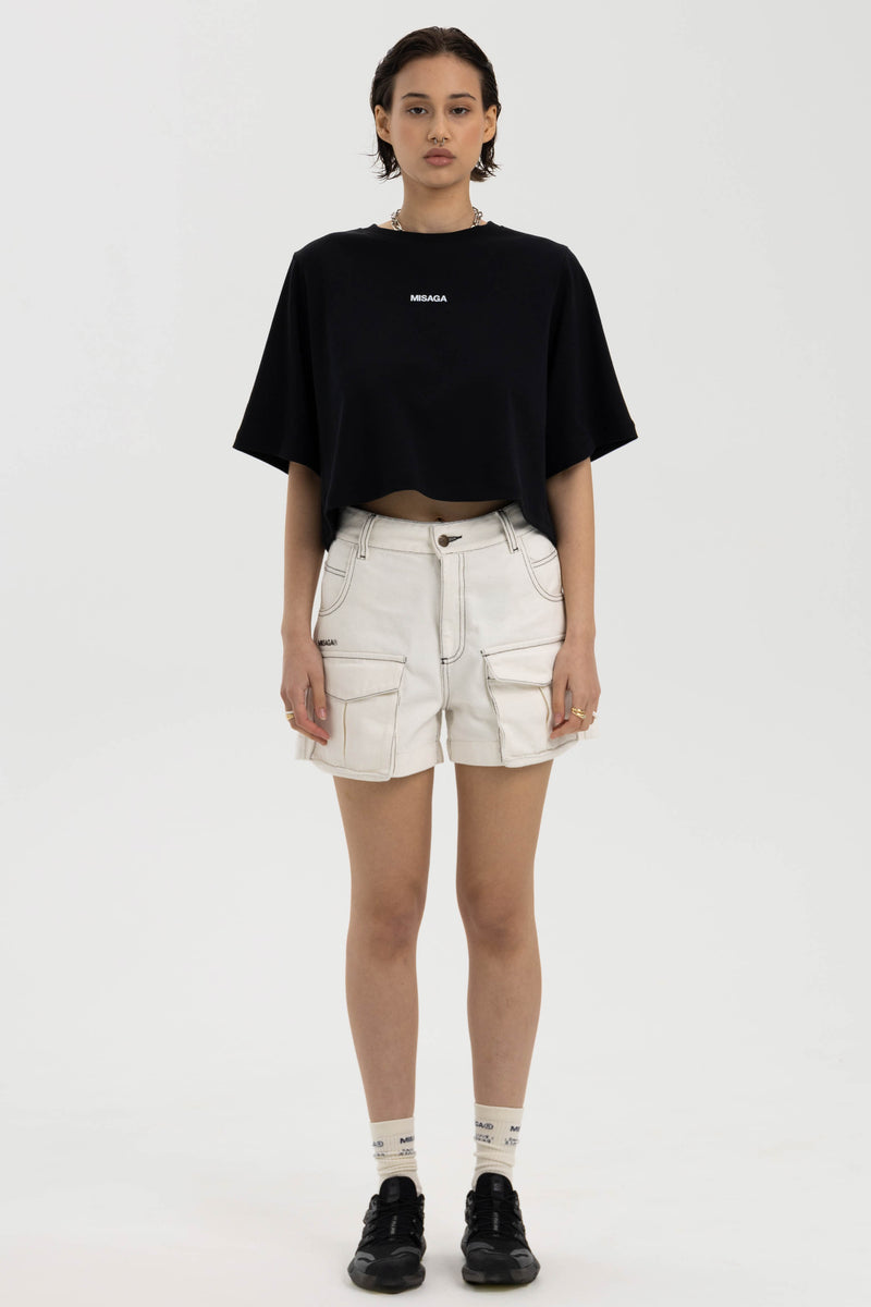 BRUNCH CROP T-SHIRT BLACK