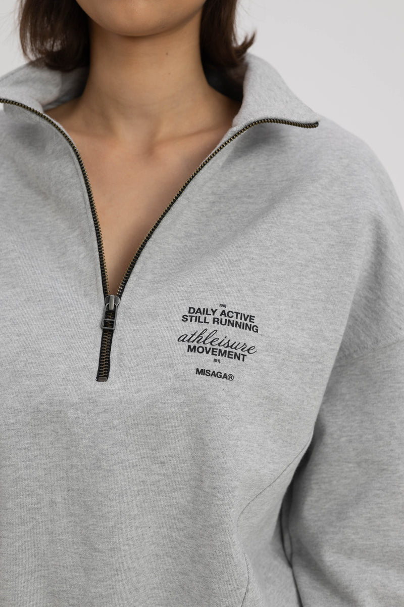 FUNNEL NECK ZIP SWEATSHIRT GREY