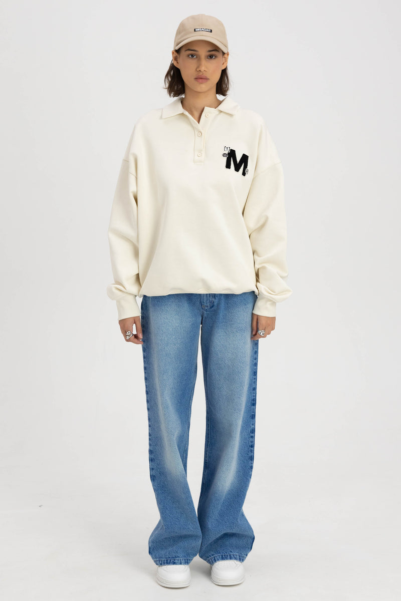 BADGE RUGBY SWEATSHIRT OFF WHITE