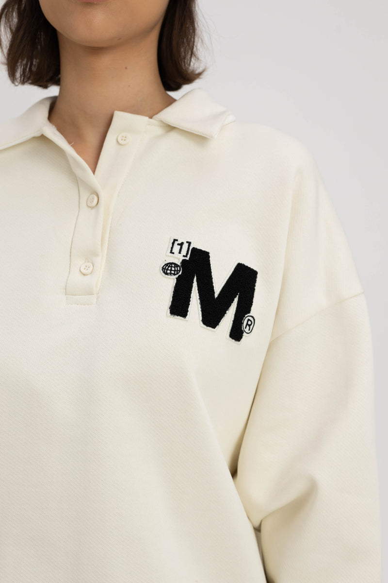 BADGE RUGBY SWEATSHIRT OFF WHITE