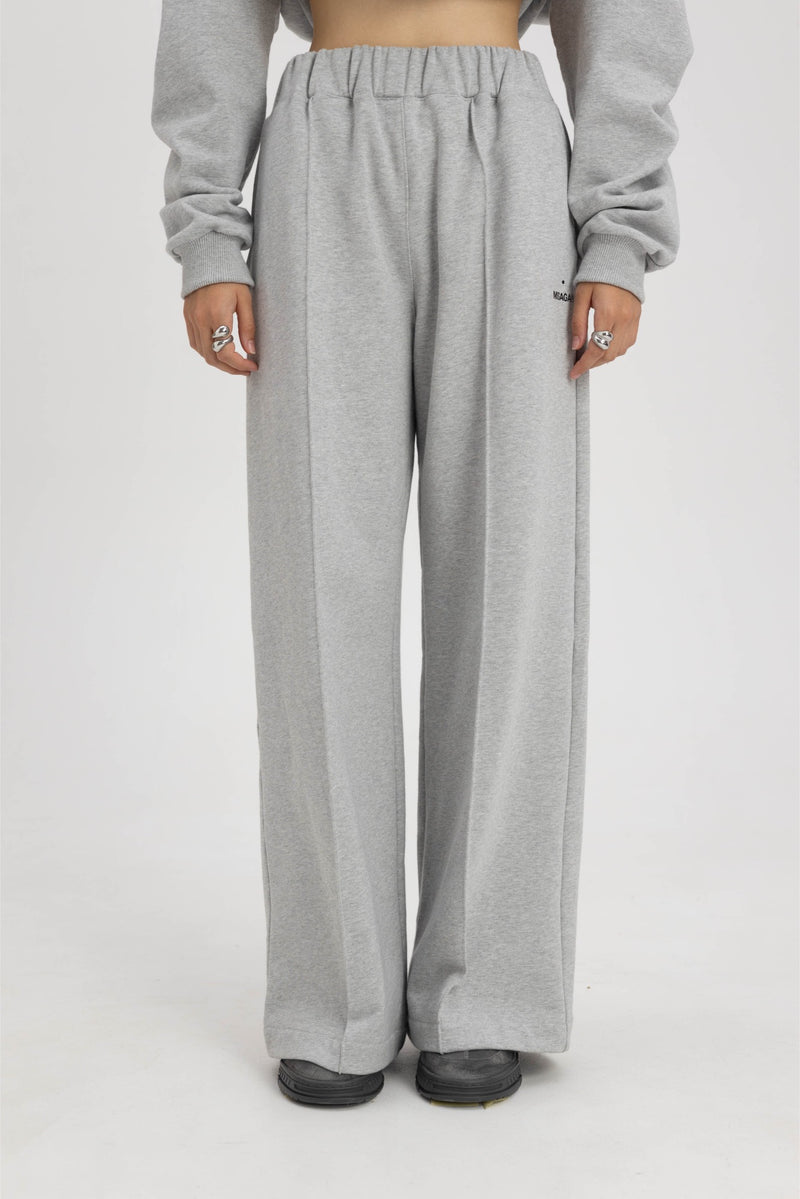 CREASE WIDE-LEG SWEATPANTS GREY