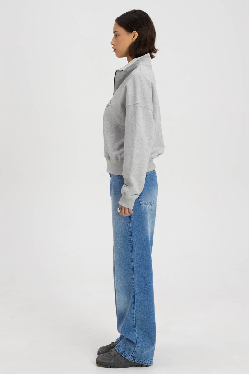 FUNNEL NECK ZIP SWEATSHIRT GREY