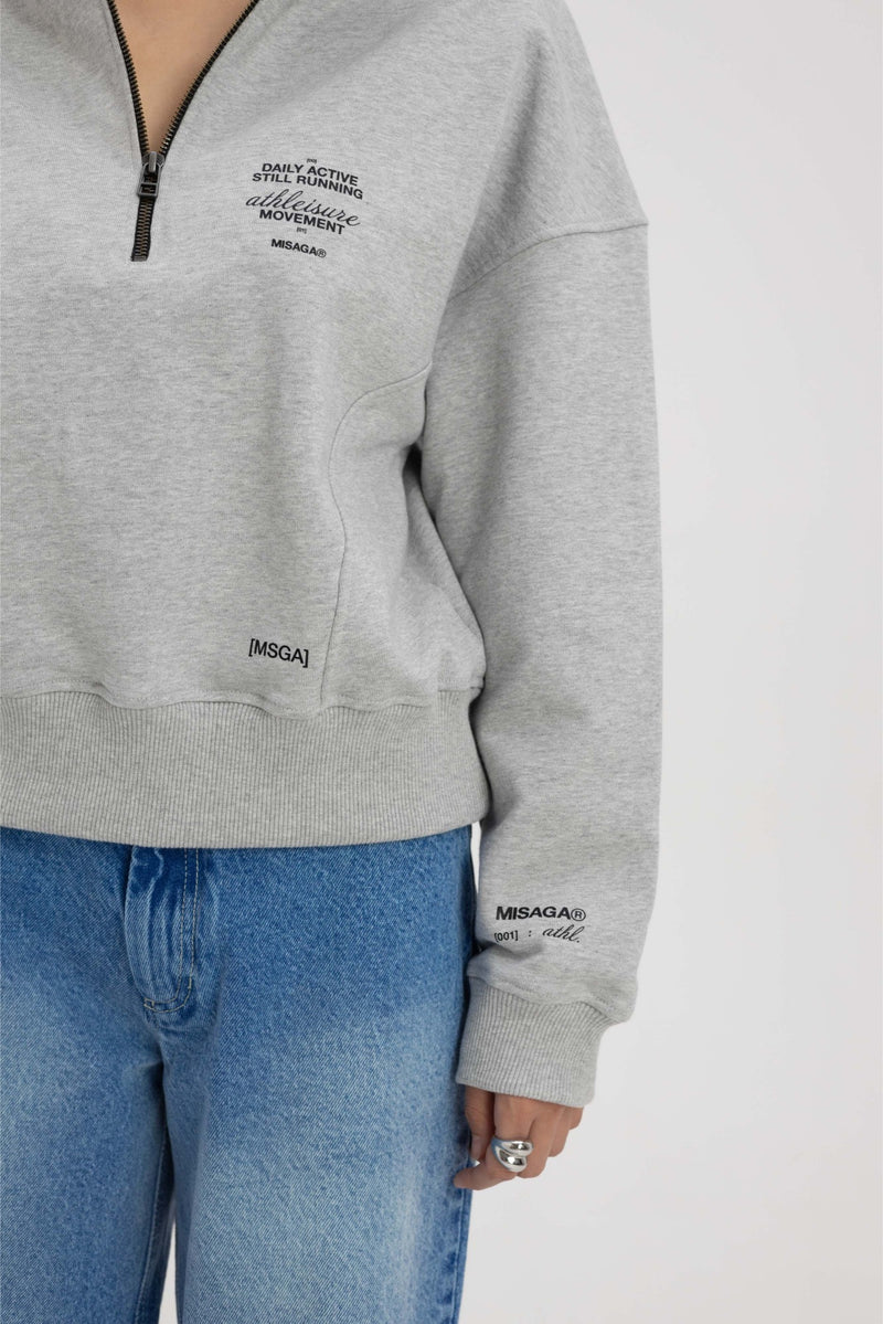 FUNNEL NECK ZIP SWEATSHIRT GREY