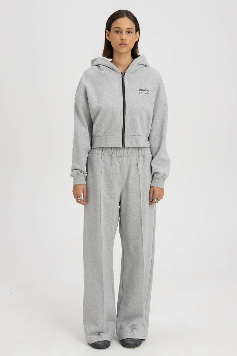 CREASE WIDE-LEG SWEATPANTS GREY