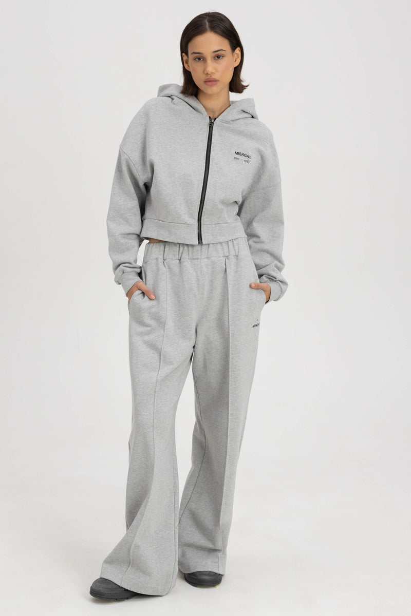 CREASE WIDE-LEG SWEATPANTS GREY