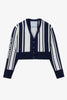 WOOL STRIPE CARDIGAN - NAVY