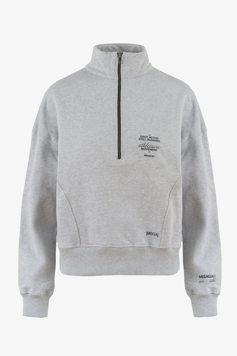 FUNNEL NECK ZIP SWEATSHIRT GREY