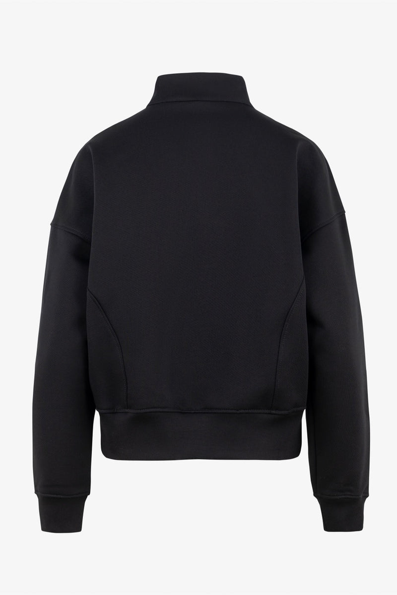 FUNNEL NECK ZIP SWEATSHIRT BLACK