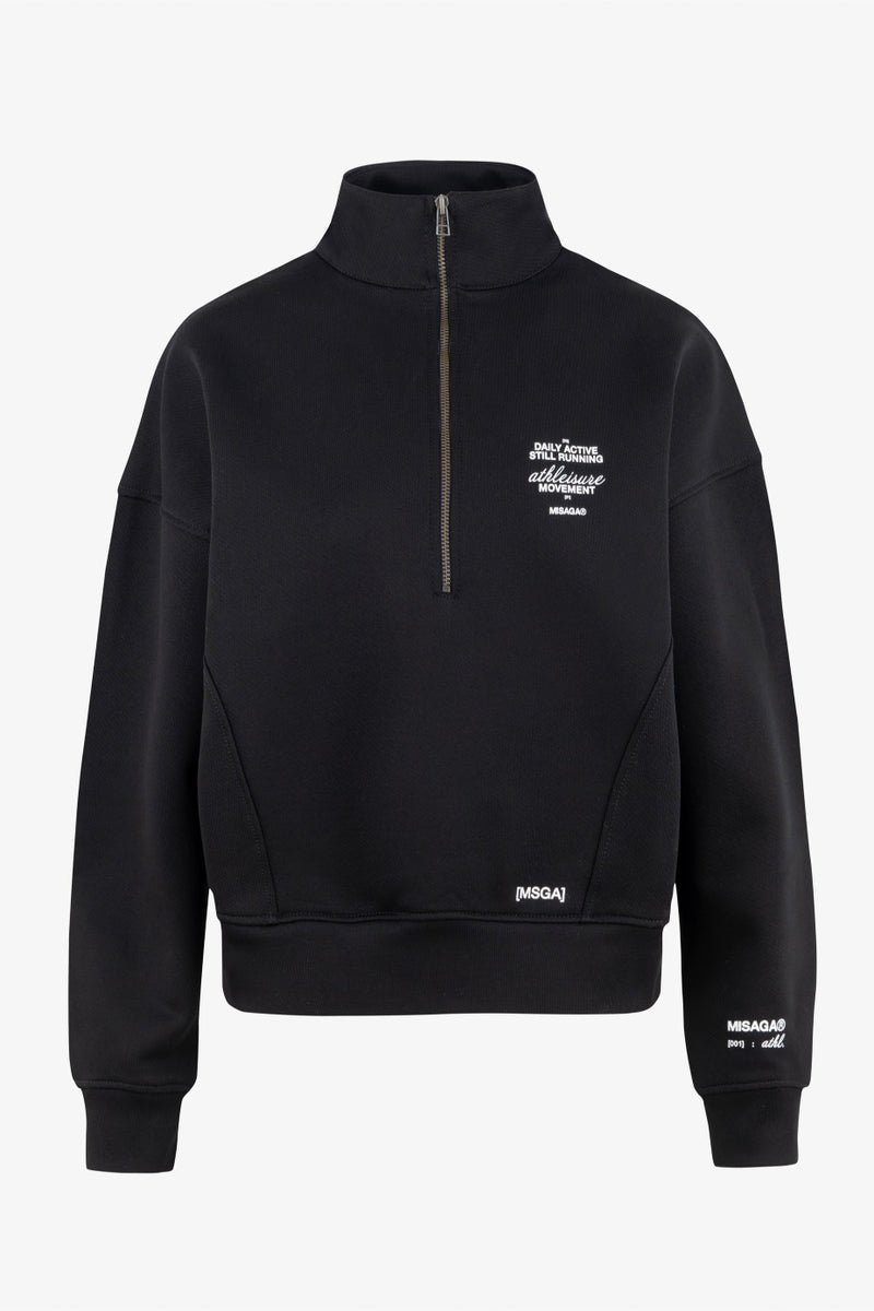 FUNNEL NECK ZIP SWEATSHIRT BLACK